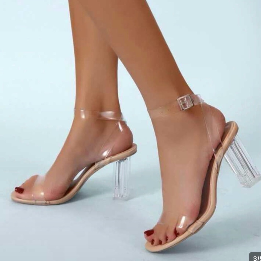 Women's Size 10 Clear Strap Crystal Clear High Heel Sandals- NEW